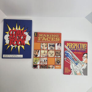 How to Draw Faces, Comic Strips and Sketchbook for Practice - Lot of 3 books